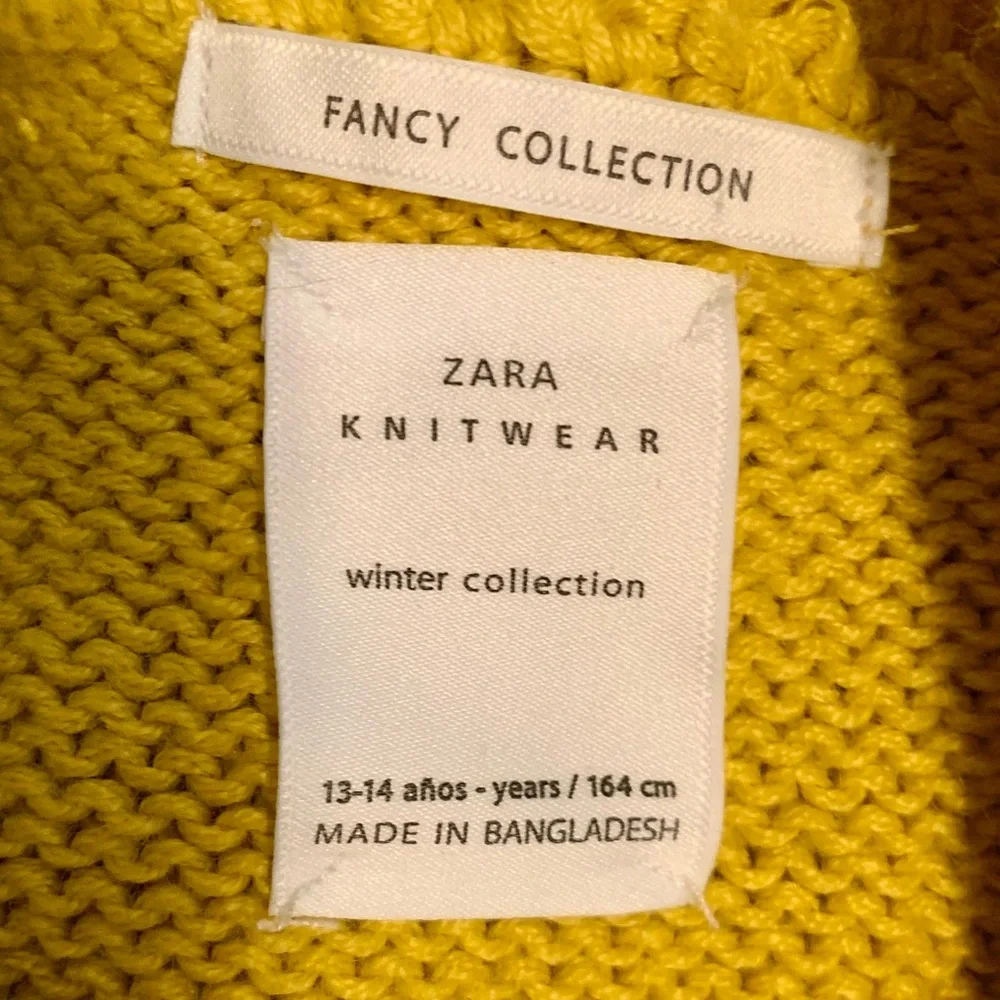Zara Knitwear Girls Cable Knit Sweater Mustard Yellow Size 13-14 Years